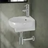 Lavabo sospeso ad angolo 39x36 in ceramica lucida con design ovale