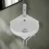 Lavabo sospeso ad angolo 39x36 in ceramica lucida con design ovale