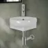 Lavabo sospeso ad angolo 39x36 in ceramica lucida con design ovale