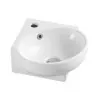 Lavabo sospeso ad angolo 39x36 in ceramica lucida con design ovale
