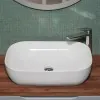Lavabo da appoggio 60x40 rettangolare in ceramica bianco lucido