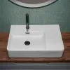Lavamani da appoggio 60x43 con vasca a sinistra in ceramica lucida