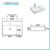 Scheda tecnica Lavabo da appoggio 60x43 con vasca a sinistra in ceramica lucida