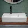Lavello bagno da appoggio 60x43 con vasca a sinistra in ceramica lucida