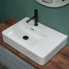 Lavandino da appoggio 60x43 con vasca a sinistra in ceramica lucida