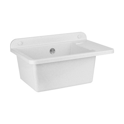 Pilozzo sospeso 50x35 in resina bianco pietra con ripiano dappoggio