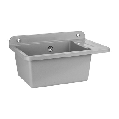 Pilozzo sospeso 50x35 in resina grigio pietra con ripiano dappoggio