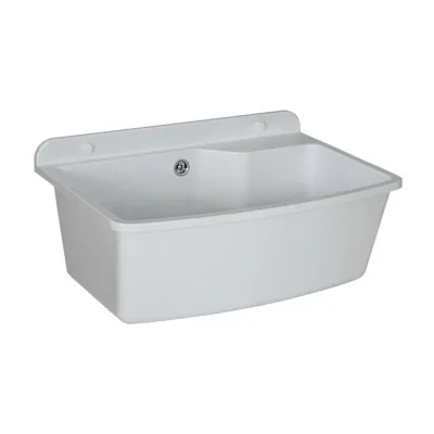 Pilozzo sospeso 61x44 in resina bianco pietra con ripiano dappoggio