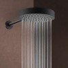 Soffione doccia nero opaco 25 con spessore 4 cm e braccio in acciaio 