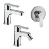 Set rubinetti lavabo bidet e doccia Paffoni Blu in ottone cromato