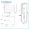 Mobile bagno sospeso 90 cm rovere bianco con pensile H 125 cm Nadia