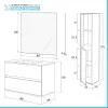 Mobile bagno sospeso 80 cm rovere naturale con pensile H 125 cm Nadia