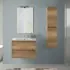Mobile bagno sospeso 70 cm rovere naturale con pensile H 125 cm Nadia