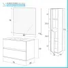 Mobile bagno sospeso 70 cm rovere bianco con pensile H 125 cm Nadia