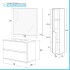 Mobile bagno sospeso 70 cm rovere bianco con pensile H 125 cm Nadia