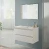 Mobile bagno sospeso 90 rovere bianco completo con 2 cassetti Nadia