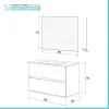 Mobile bagno sospeso 90 rovere bianco completo con 2 cassetti Nadia