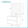Mobile bagno sospeso 80 rovere bianco completo con 2 cassetti Nadia
