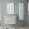 Mobile bagno sospeso 80 rovere bianco completo con 2 cassetti Nadia