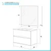 Mobile bagno sospeso 70 rovere bianco completo con 2 cassetti Nadia