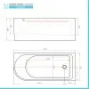 Vasca da bagno angolare lato sinistro 75x170 cm scarico incluso Corinne 