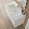 Mobile bagno sospeso 80 cm in legno bianco con lavabo e specchio Oasi