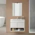 Mobile bagno sospeso 80 cm in legno bianco con lavabo e specchio Oasi