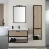 Mobile bagno sospeso 80 cm stile industrial nero e legno Baketo