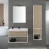 Mobile bagno sospeso 80 cm stile industrial bianco e legno Baketo
