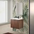 Mobile bagno sospeso 60 cm noce cannettato con lavabo e specchio