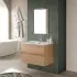 Mobile bagno sospeso 80 cm noce gold con lavabo e specchio Dafne