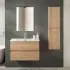 Mobile bagno sospeso 80 cm noce gold con lavabo e specchio Dafne