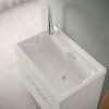 Mobile lavatoio 80x50 cm rovere bianco con vasca e kit di scarico