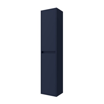 Colonna bagno sospesa 140 cm blu satinato ripiani regolabili Gaya