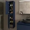 Colonna bagno sospesa 140 cm blu satinato ripiani regolabili Gaya