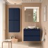 Colonna bagno sospesa 140 cm blu satinato ripiani regolabili Gaya