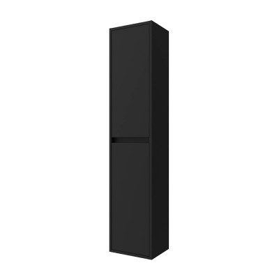 Colonna bagno sospesa 140 cm nero satinato ripiani regolabili Gaya
