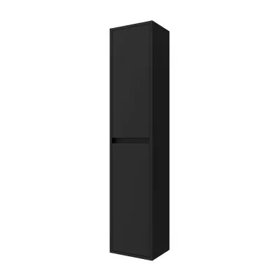Colonna bagno sospesa 140 cm nero satinato ripiani regolabili Gaya