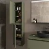 Colonna bagno sospesa 140 cm verde satinato ripiani regolabili Gaya