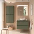 Colonna bagno sospesa 140 cm verde satinato ripiani regolabili Gaya