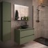 Colonna bagno sospesa 140 cm verde satinato ripiani regolabili Gaya