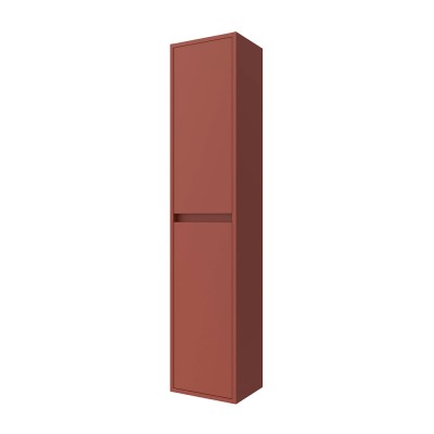 Colonna bagno sospesa 140 cm rosso satinato ripiani regolabili Gaya