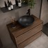 Mobile bagno sospeso 90 cm noce maya con top e specchio Gaya