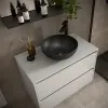 Mobile bagno sospeso 90 cm bianco lucido con top e specchio Gaya