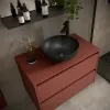 Mobile bagno sospeso 80 cm rosso satinato con top e specchio Gaya