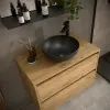 Mobile bagno sospeso 70 cm rovere africa con top e specchio Gaya