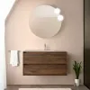 Mobile bagno sospeso 90 cm noce maya con specchio e lavabo Gaya
