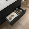 Mobile bagno sospeso 90 cm nero satinato con specchio e lavabo Gaya