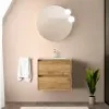Mobile bagno sospeso 70 cm rovere africa con specchio e lavabo Gaya