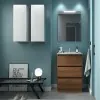Mobile bagno a terra 60 cm noce maya con specchio e lavabo Gaya